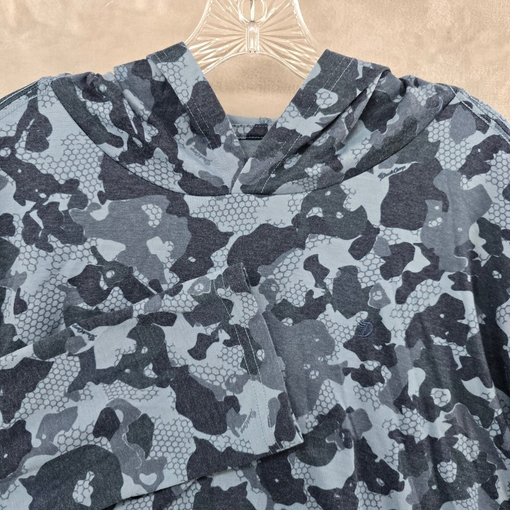 Duck Camp Hoodie Shirt Mens 2XL Blue Camo Lightweight Performance Long Sleeve